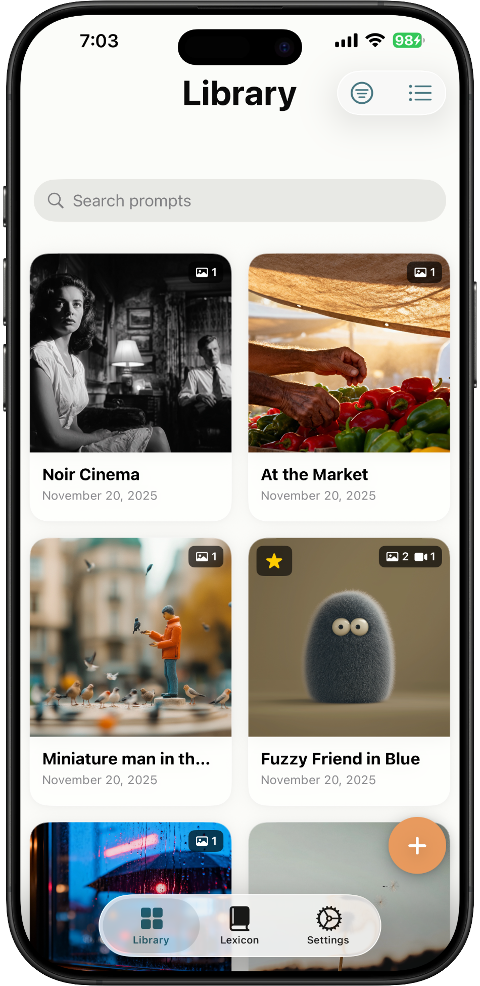 PromptFolio app interface